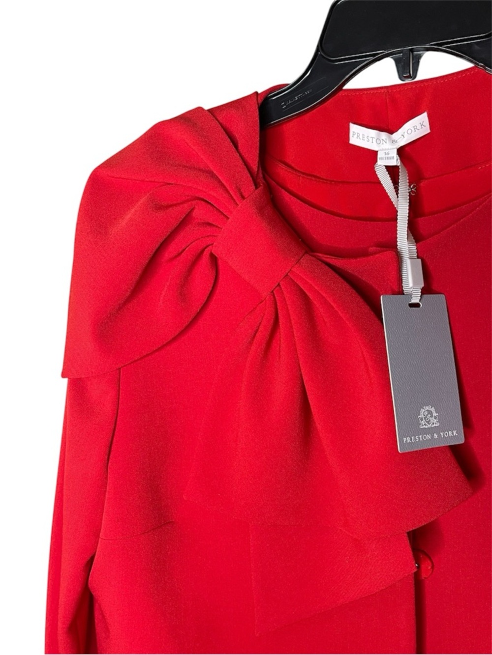Preston & York Crepe Oversized Bow Snap Front Jacket and Dress Sz 16 NWT - Picture 6 of 9